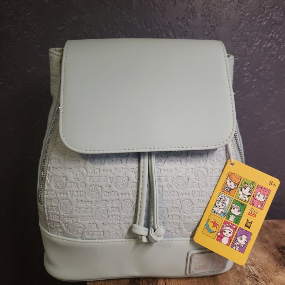Loungefly Toy Story & Tiny Tan BTS Collaboration Mini Backpack 10" Lt Blue NEW